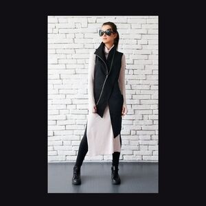 Metamorphoza Asymmetrical Black Zipper Vest Top Dress NWOT